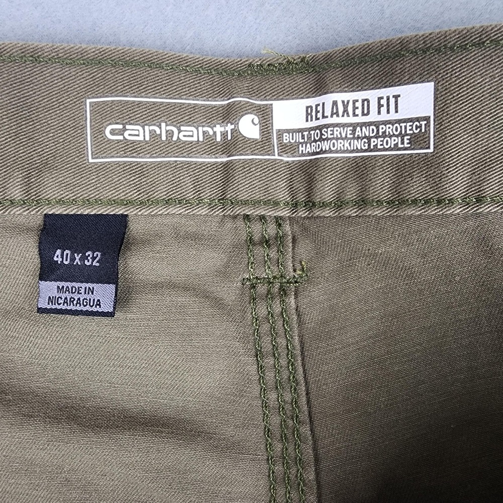 Carhartt Pants Mens 40x32 Green Relaxed Fit Twill Utility Workwear Carpenter - Picture 2 of 12